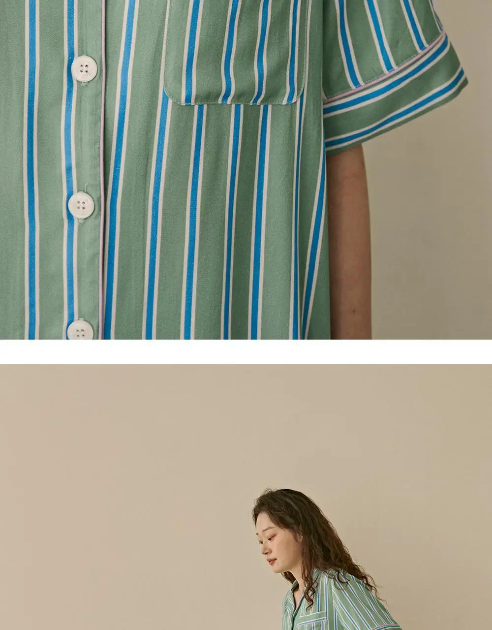 보웰 [BWTZ] 데이오프 비스코스 100% 파자마 반소매세트 그린스트라이프 3종 상세페이지 16